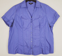 Reitmans Blouse Shirt Womens 18 Plus Purple Button Up Short Sleeve Caree... - £14.99 GBP