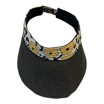 Vera Bradley Sun Visor Hat Black Woven Brim Floral Band Yellow Black Adj... - $17.00
