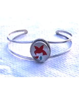 Child’s Sterling Cuff Bangle Mother of Pearl Inlaid, Turquoise, Coral HA... - $1,209.13 MXN