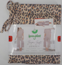 HONEYDEW JERSEY PAJAMA SET WOMENS SZ M NATURAL LEOPARD SOFT STRETCH COMF... - $9.99