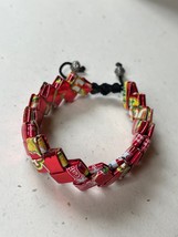 Repurposed Red &amp; Yellow Wrappers Adjustable Bracelet  – 2 inches across inside - $13.09