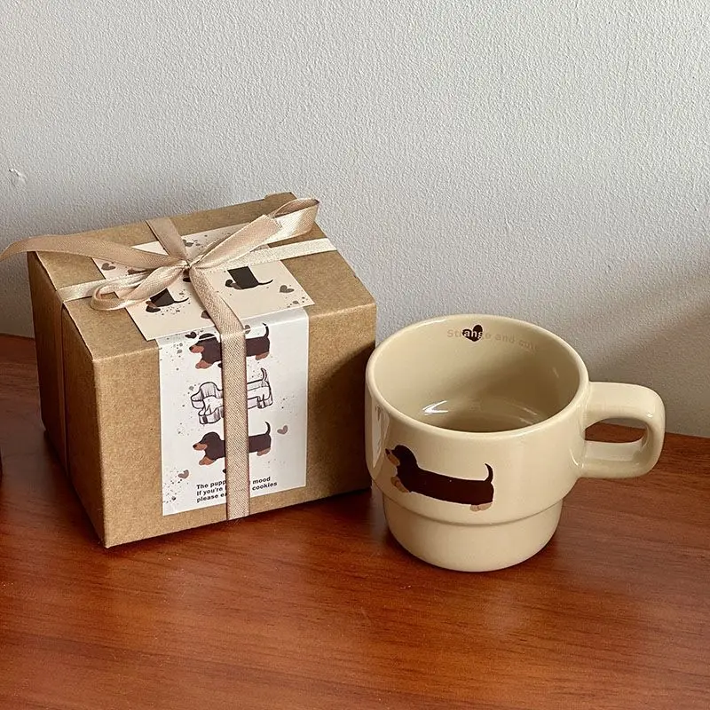 Sausage Dog Stacking Cup Gift Box Ceramic Cute Mug Hand Capacity: 301-40... - €7,28 EUR