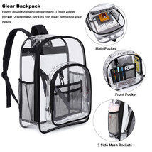 Clear Pvc School Bookbag - Heavy Duty Transparent Backpack - £37.54 GBP