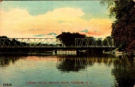 VINTAGE POSTCARD- LINCOLN BRIDGE, PASSAIC RIVER, PATERSON, NJ BK66 - £5.14 GBP