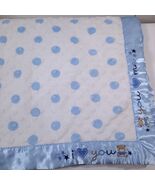 Just Born Baby Blanket Blue Minky Dot Bear I Love You &amp; Me Satin Securit... - $650.05 MXN