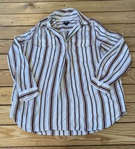 Ann Taylor Women’s Stripe Pullover Long Sleeve Blouse Size PM Brown ivory C10 - £10.74 GBP
