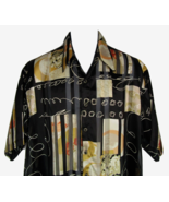 Bassiri Uomo Semi Sheer Black Abstract Button Down Short Sleeve Shirt Si... - £19.07 GBP