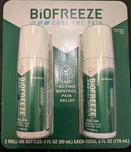 BIOFREEZE Roll-On 2 pack Menthol Pain Relief 2 x 3fl oz Bottles (Exp 06/... - $23.76