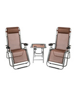 3 PCS Zero Gravity Chair Patio Chaise Folding Lounge Table Chair Sets - £295.77 GBP