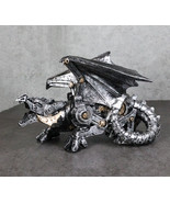 Roaring Steampunk Silver Robotic Cyborg Winged Geared Clockwork Dragon F... - $35.39 CAD