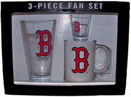 Boston Red Socks MLB Fan Gift Set Ceramic Coffee Mug Beer Pint Shot Glass - £24.53 GBP