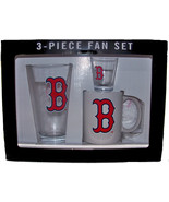 Boston Red Socks MLB Fan Gift Set Ceramic Coffee Mug Beer Pint Shot Glass - $42.10 CAD