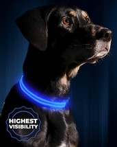 LED Dog Collar USB Rechargeable Royal Blue Size Large 19&quot; - 24&quot; NEW - £17.22 GBP