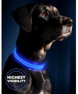 LED Dog Collar USB Rechargeable Royal Blue Size Large 19&quot; - 24&quot; NEW - $29.43 CAD
