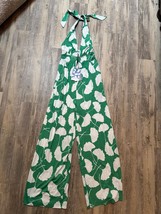 DVF x Target Halter Jumpsuit Green Floral Leaf XS Diane Von Furstenburg Pockets - $14.49