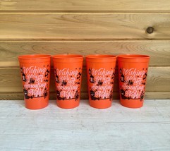 Halloween Orange Plastic Party Cups 12 oz LN Lot of 4 - £11.68 GBP
