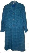 Sz M/L - Towncliffe Blue &amp; Purple Plaid Sleeveless Dress w/matching Jacket - £46.76 GBP