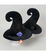 Horror-Hall Unique Funky CURLED BLACK VELVET WICKED WITCH HAT Feather Fl... - $10.75