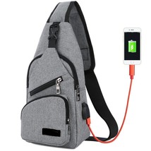 DGs Crossbody USB Charging Sling Bag- Travel Bag - Grey - £33.80 GBP