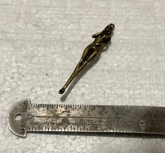 Nude Figural Woman Design Mini spoon Pendant 3” Bronze Heavy Detailed Piece Item image 3