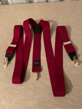 Clip On Red w/Gold Accent Suspenders Braces-1.25”W x 44” Long Elastic EUC - £6.91 GBP
