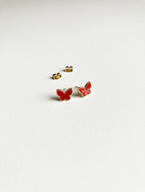Mini Carnelian Butterfly Earrings in Gold - £23.43 GBP
