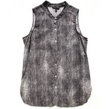 Eileen Fisher silk tunic top size S sleeveless button up Mandarin AS IS ... - $23.99