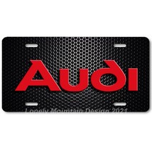 Audi Inspired Art Red on Black Mesh FLAT Aluminum Novelty Auto License T... - $17.99