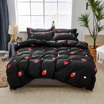 Kawaii Bedding,Red Strawberry Decor Comforter Cover Set, For Women Girls Kids Ka - £33.52 GBP