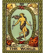Decoration Poster from Vintage Tarot Card.The World.Mystic Wall Decor.11420 - $17.10+