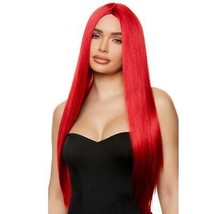 Long Red Wig Straight Center Part Unisex Costume Party Cosplay Anime 991581 - £19.41 GBP