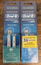 Oral-B Precision Clean &amp; Floss Action Replacement Brush Heads 2+2 - 4 Total - £14.93 GBP