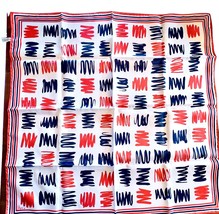 Vintage VERA NEUMANN Red, White, Blue Geometric Acetate  Scarf - 26&quot; x 2... - $564.60 MXN