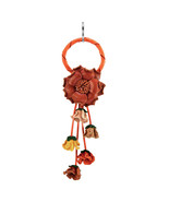 Gorgeous Marigold Blossom Orange Floral Leather Bag Ornament Keychain - £14.18 GBP