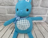Publix blue bunny rabbit knit white gingham check plush stuffed animal k... - £12.21 GBP
