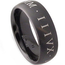 COI Black Tungsten Carbide Ring With Roman Numerals - TG2929  - £31.96 GBP