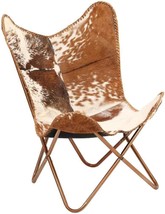 Home Décor Genuine Goat Leather Butterfly Arm Chair With Black/Brown White Hair - £135.02 GBP