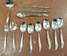 vintage ROGERS BRO CAPRICE stainless steel FLATWARE floral deco modern 12pc - $34.60