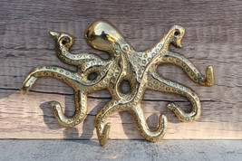 Brass Metal Nautical Marine Deep Sea Octopus Decorative Wall Plaque Figu... - $24.99