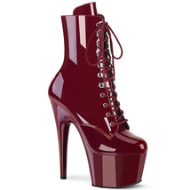 PLEASER ADORE-1020 Women&#39;s 7&quot; Heel Platform Lace-Front Ankle Side Zip Boots - £69.56 GBP