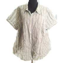 Venezia 26 28 Camp shirt stripes Blue Green - $21.00