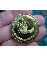 (#MD-61) Peace sign Dove doves bird olive new minted BRASS COIN token Si... - €7,40 EUR