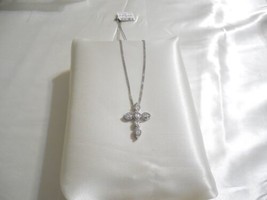 Giani Bernini 18&quot;Sterling Silver Cubic Zirconia Cross Pendant Necklace R... - £65.21 GBP