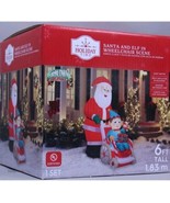 Gemmy Christmas 6 FT Tall Santa &amp; Elf Wheelchair Scene Airblown Inflatab... - £87.94 GBP