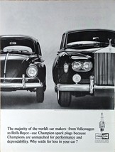 Rolls-Royce-CHAMPION SPARK PLUGS - Volkswagen - 1964 Vintage Print Ad - $12.53