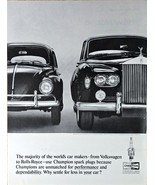 Rolls-Royce-CHAMPION SPARK PLUGS - Volkswagen - 1964 Vintage Print Ad - $238.06 MXN