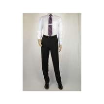 Men's MANTONI Pleated Dress Pants 100% Wool Super 140's Classic Fit  40901 Black image 3