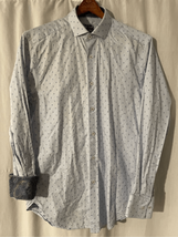 Small Flip Cuff Button Down Shirt-Michelsons London Blue Square/Purple P... - £12.03 GBP