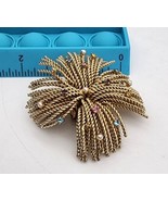 Vintage 1950s Unsigned Heavy Bergere Gold Tone Starburst Fireworks Brooc... - $418.83 MXN
