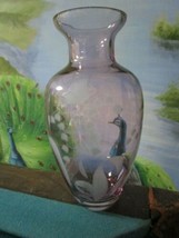 Lenox Pink Purple Crystal Vase Etched Campanula Flowers Romanian Crystal... - $124.73